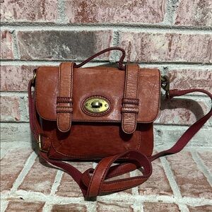 Womens Fossil rustic red Elegant Leather Crossbody Bag